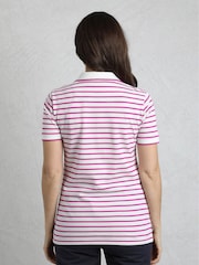 Weird Fish Pink Janely Striped Pique 100% Cotton Polo Shirt - Image 2 of 7