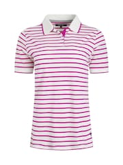 Weird Fish Pink Janely Striped Pique 100% Cotton Polo Shirt - Image 6 of 7