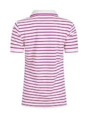 Weird Fish Pink Janely Striped Pique 100% Cotton Polo Shirt - Image 7 of 7