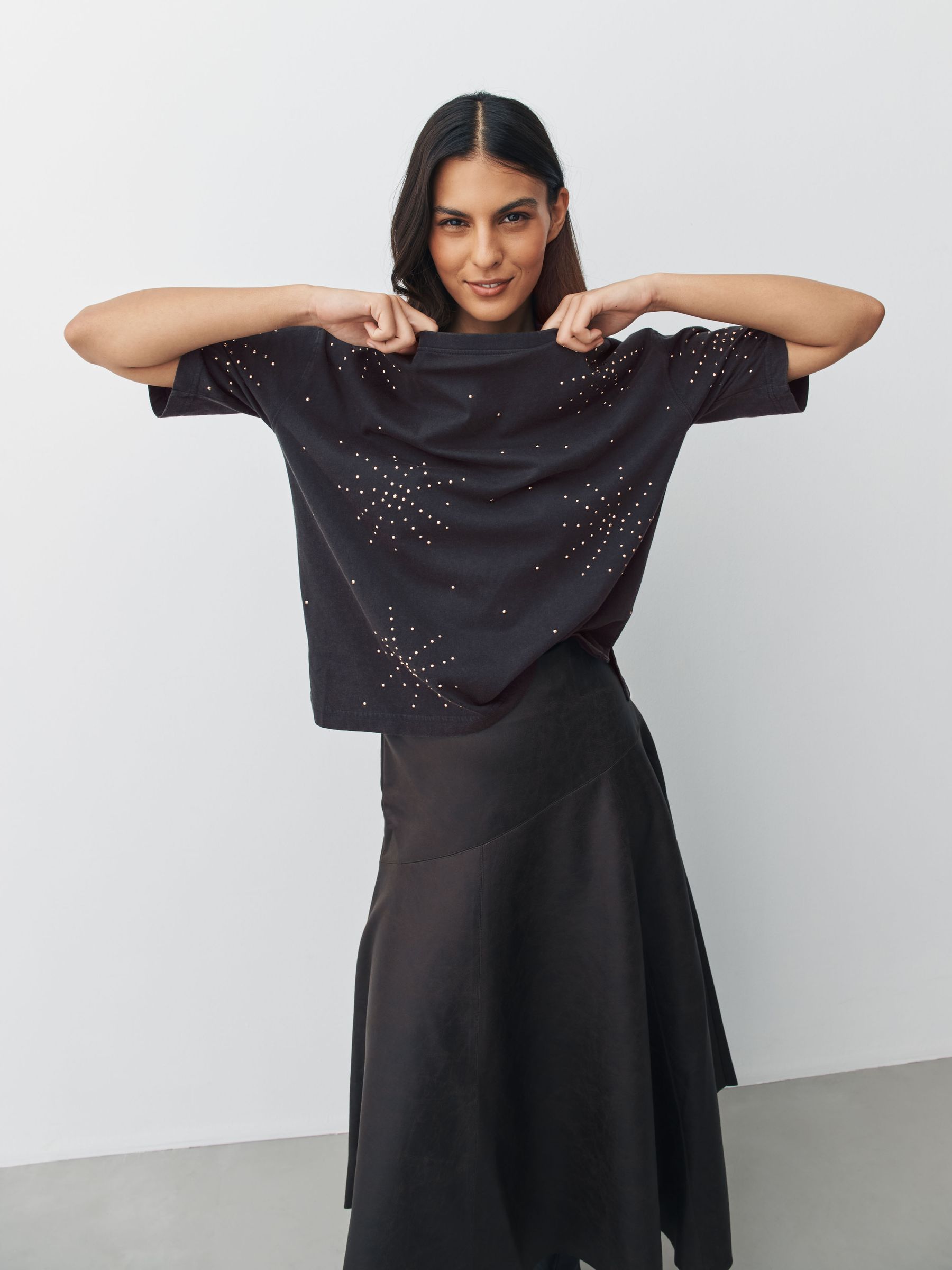 Buy Charcoal Studded Embellished Crew Neck T-Shirt from Next USA