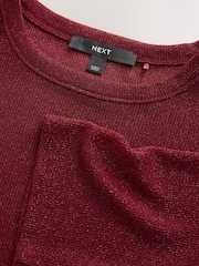 Berry Red Sparkle Half Sleeve Crew Neck T-shirt - Image 2 of 3
