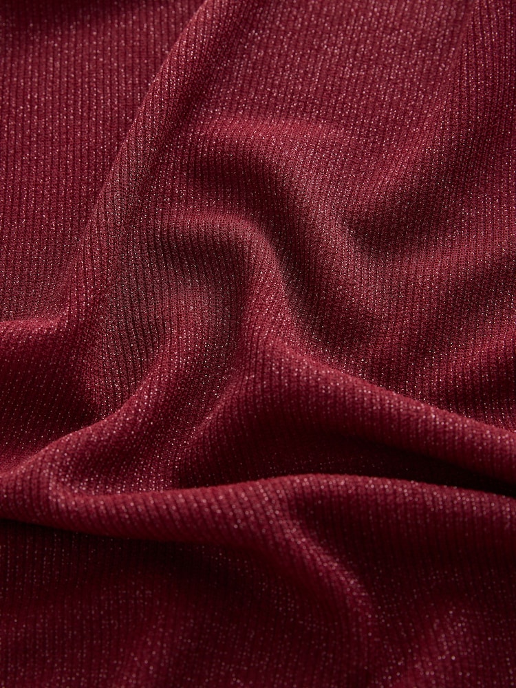 Berry Red Sparkle Half Sleeve Crew Neck T-shirt - Image 3 of 3