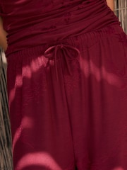 Berry Red Wide Leg Jacqaurd Trousers - Image 4 of 4
