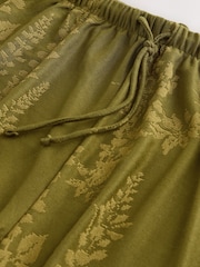 أخضر زيتوني - Wide Leg Jacqaurd Trousers - صورة 6 من 7