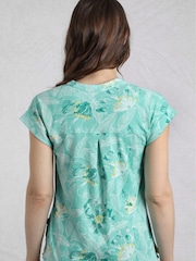 Weird Fish Aqua Alia Printed Jersey 100% Cotton Blouse - Image 2 of 7