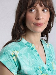 Weird Fish Aqua Alia Printed Jersey 100% Cotton Blouse - Image 4 of 7