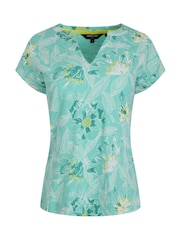 Weird Fish Aqua Alia Printed Jersey 100% Cotton Blouse - Image 6 of 7