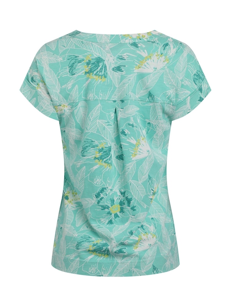 Weird Fish Aqua Alia Printed Jersey 100% Cotton Blouse - Image 7 of 7