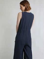 Weird Fish Blue Alani Double Cloth 100% Cotton Jumpsuit - Image 2 of 6