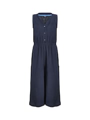 Weird Fish Blue Alani Double Cloth 100% Cotton Jumpsuit - Image 5 of 6