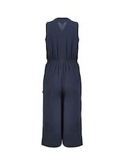 Weird Fish Blue Alani Double Cloth 100% Cotton Jumpsuit - Image 6 of 6