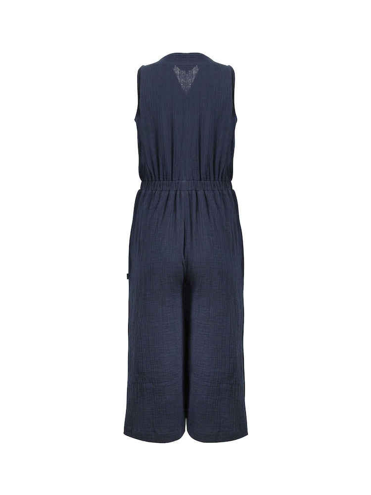 Weird Fish Blue Alani Double Cloth 100% Cotton Jumpsuit - Image 6 of 6