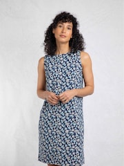 Weird Fish Ocean Blue Adenea 100% Cotton Jersey Shift Dress - Image 1 of 6