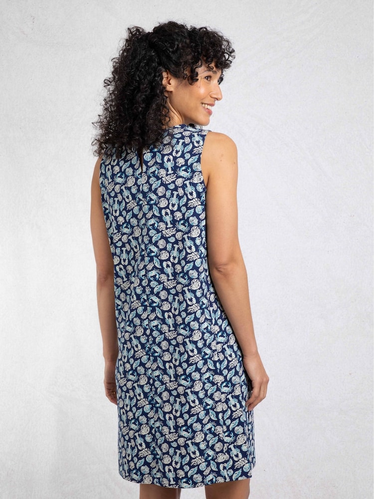 Weird Fish Ocean Blue Adenea 100% Cotton Jersey Shift Dress - Image 2 of 6