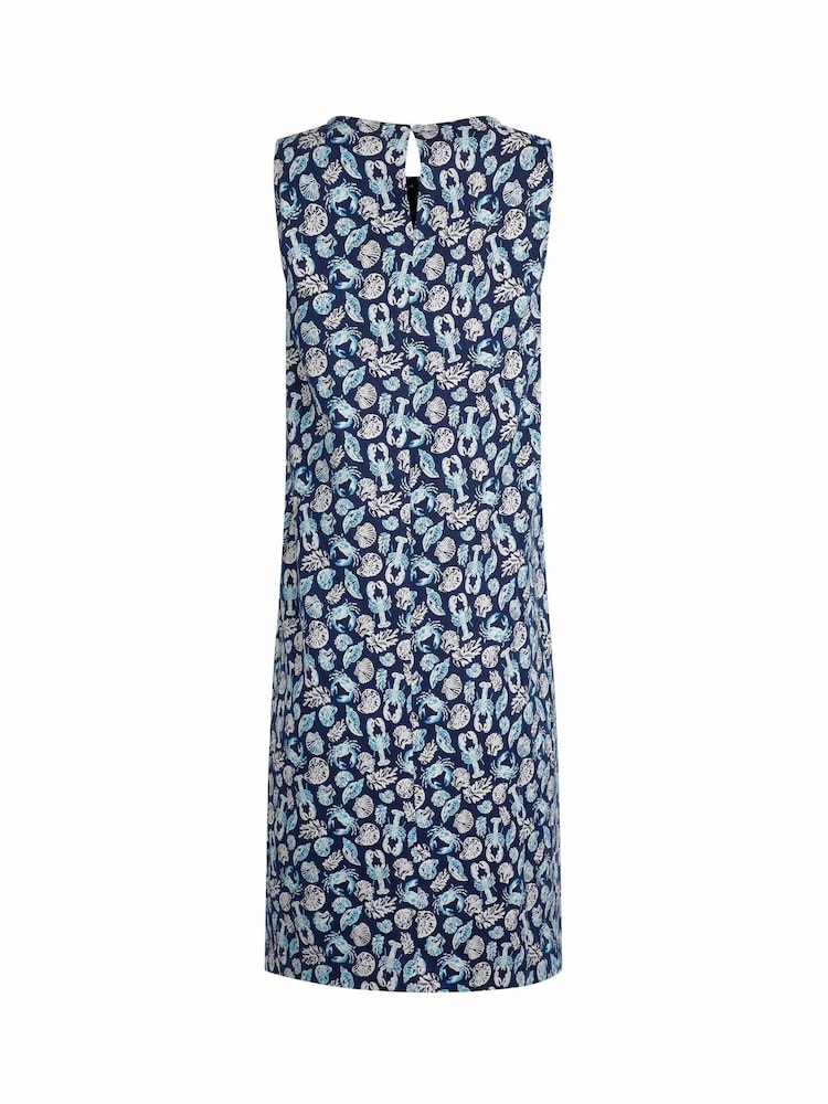 Weird Fish Ocean Blue Adenea 100% Cotton Jersey Shift Dress - Image 6 of 6