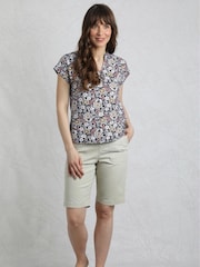 Weird Fish Blue Alia Printed Jersey 100% Cotton Blouse - Image 3 of 7