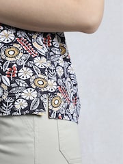 Weird Fish Blue Alia Printed Jersey 100% Cotton Blouse - Image 4 of 7