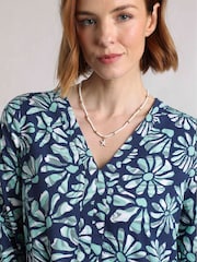 Weird Fish Blue Lainey Printed Seersucker Midi Dress - Image 4 of 7