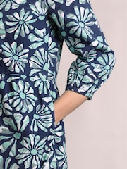 Weird Fish Blue Lainey Printed Seersucker Midi Dress - Image 5 of 7