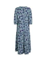 Weird Fish Blue Lainey Printed Seersucker Midi Dress - Image 7 of 7