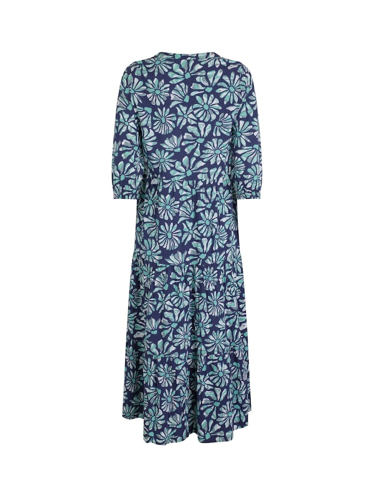 Weird Fish Blue Lainey Printed Seersucker Midi Dress - Image 7 of 7
