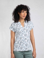 Weird Fish Cream Alia Printed Jersey 100% Cotton Blouse - Image 1 of 7