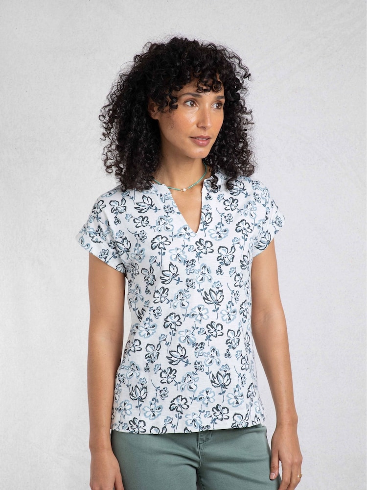 Weird Fish Cream Alia Printed Jersey 100% Cotton Blouse - Image 1 of 7