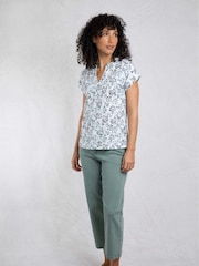 Weird Fish Cream Alia Printed Jersey 100% Cotton Blouse - Image 3 of 7