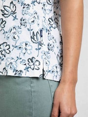 Weird Fish Cream Alia Printed Jersey 100% Cotton Blouse - Image 5 of 7