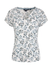 Weird Fish Cream Alia Printed Jersey 100% Cotton Blouse - Image 6 of 7