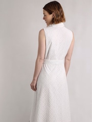Weird Fish White Alinda Broderie 100% Cotton Shirt Dress - Image 2 of 7