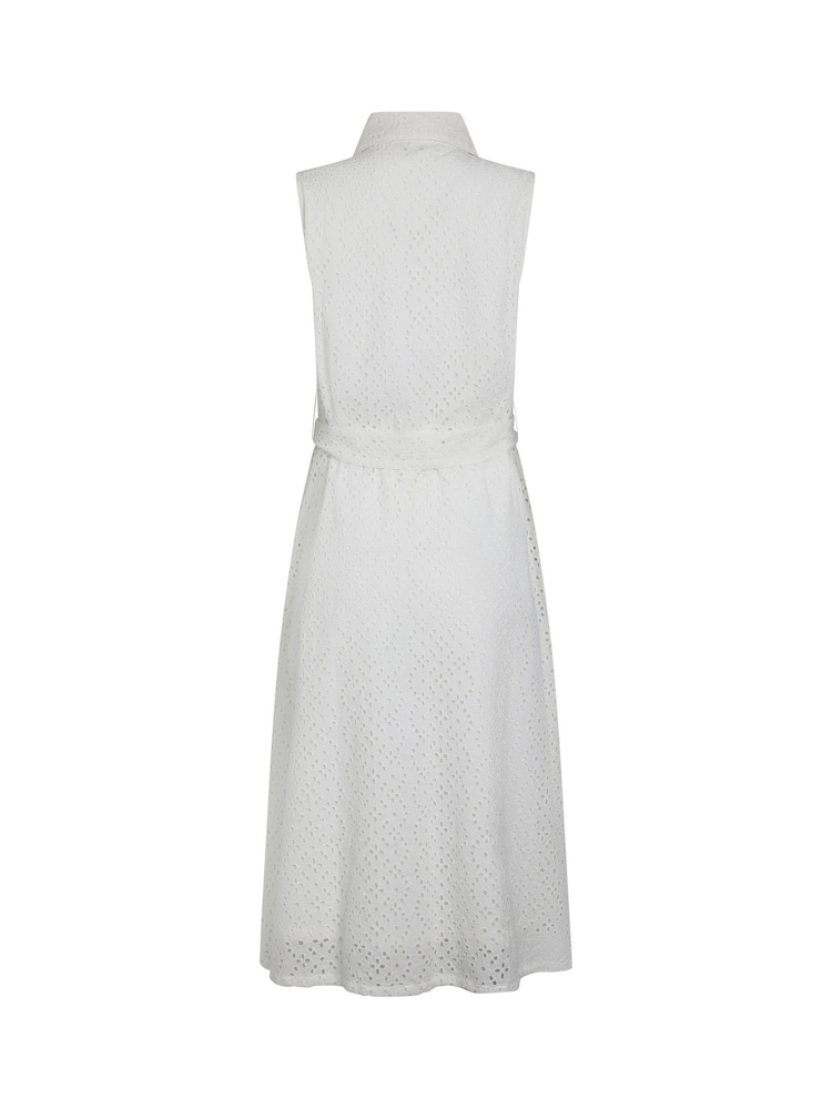 Weird Fish White Alinda Broderie 100% Cotton Shirt Dress - Image 7 of 7