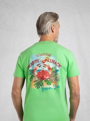 zelena - Weird Fish majica s kratkimi rokavi in potiskom na hrbtu z grafiko Crabby Shack - Slika 3 iz 7