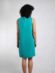 Weird Fish Green Anaya Embroidered Jersey 100% Cotton Shift Dress - Image 2 of 7