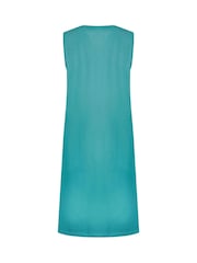 Weird Fish Green Anaya Embroidered Jersey 100% Cotton Shift Dress - Image 7 of 7