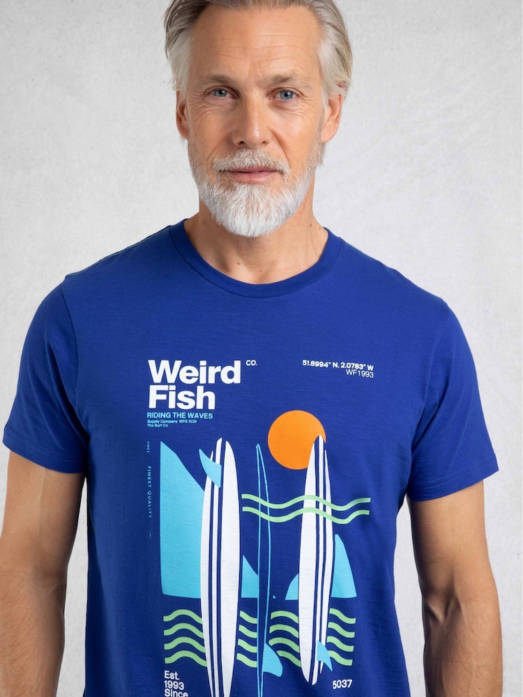 Weird Fish CobaltBlu Coordinates Front Print Graphic T-Shirt - Image 1 of 6