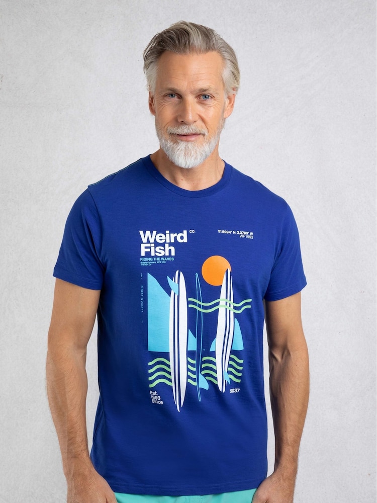 Weird Fish CobaltBlu Coordinates Front Print Graphic T-Shirt - Image 2 of 6