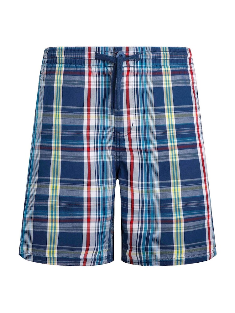Weird Fish Blue Manson Madras Check 100% Cotton Shorts - Image 7 of 8