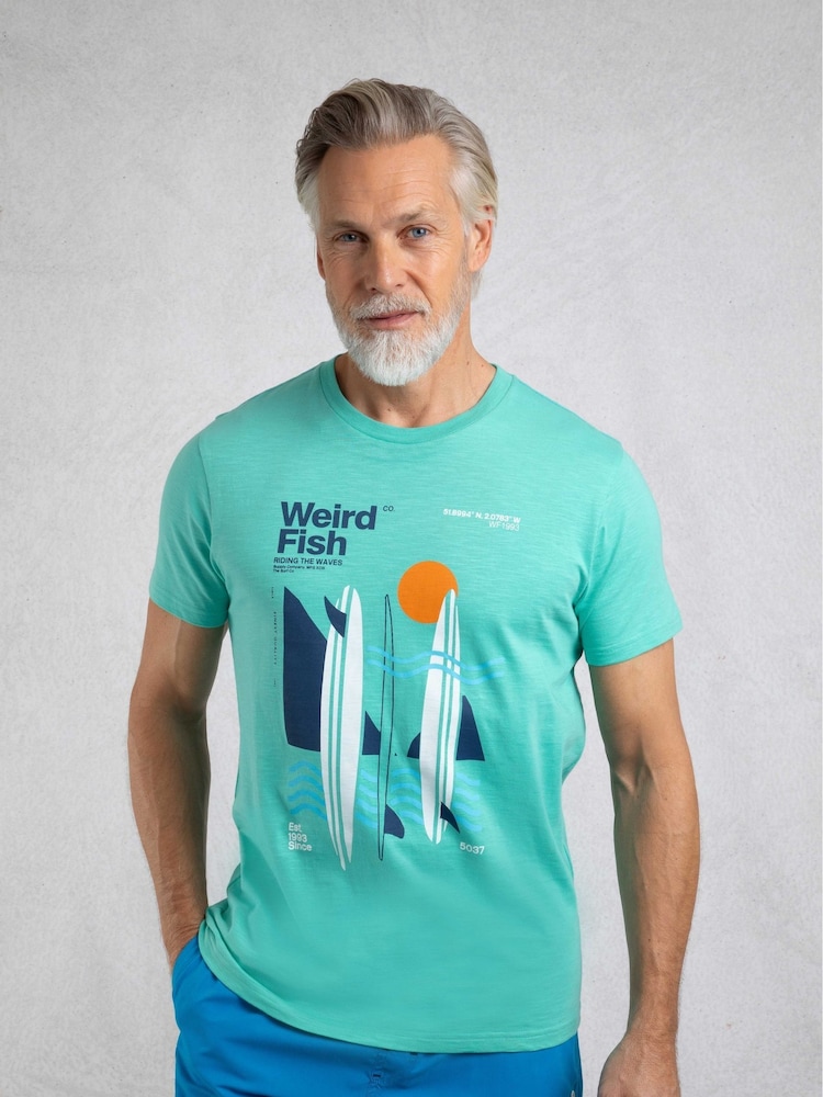 Weird Fish Blue Coordinates Front Print Graphic T-Shirt - Image 1 of 5