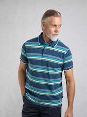 Weird Fish EnsignBlu Sunbury Striped Pique 100% Cotton Polo Shirt - Image 1 of 7