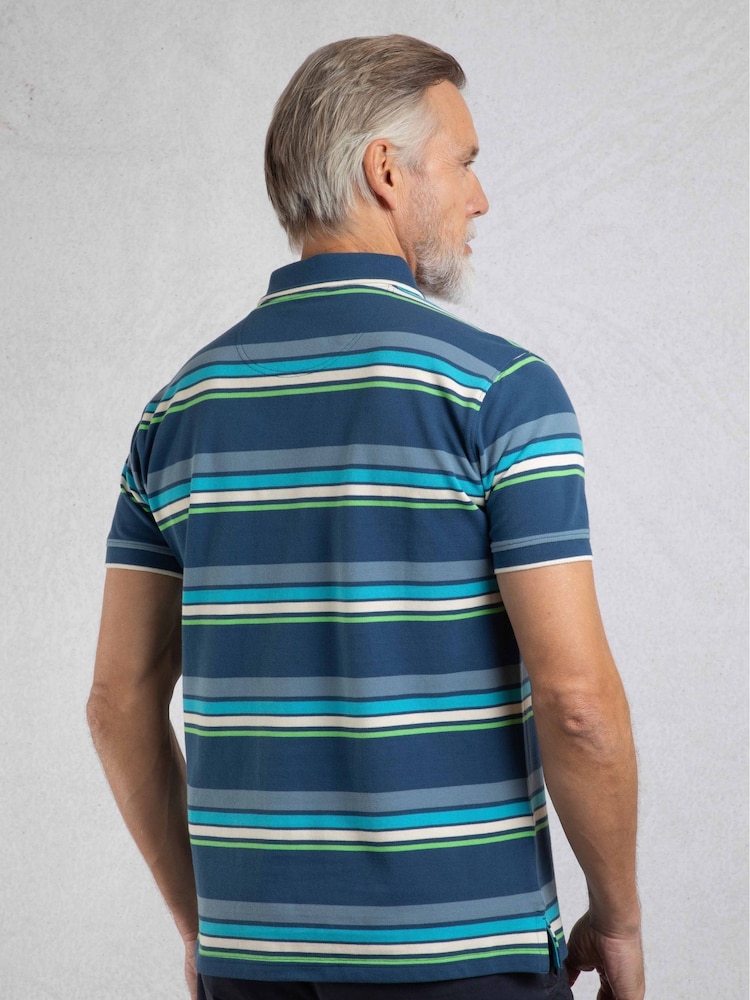 Weird Fish EnsignBlu Sunbury Striped Pique 100% Cotton Polo Shirt - Image 2 of 7