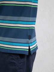 Weird Fish EnsignBlu Sunbury Striped Pique 100% Cotton Polo Shirt - Image 5 of 7
