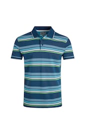 Weird Fish EnsignBlu Sunbury Striped Pique 100% Cotton Polo Shirt - Image 6 of 7