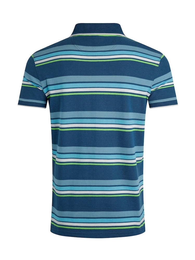 Weird Fish EnsignBlu Sunbury Striped Pique 100% Cotton Polo Shirt - Image 7 of 7
