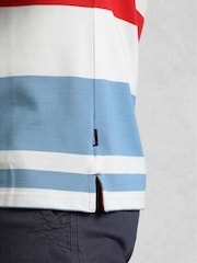 Weird Fish Red Sunbury Striped Pique 100% Cotton Polo Shirt - Image 5 of 7