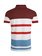 Weird Fish Red Sunbury Striped Pique 100% Cotton Polo Shirt - Image 7 of 7