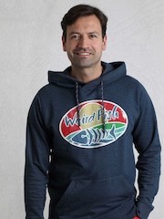 Weird Fish Blue Bryant Front Print Graphic Popover Hoodie - Image 1 of 6