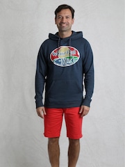 Weird Fish Blue Bryant Front Print Graphic Popover Hoodie - Image 3 of 6