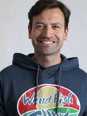 Weird Fish Blue Bryant Front Print Graphic Popover Hoodie - Image 4 of 6