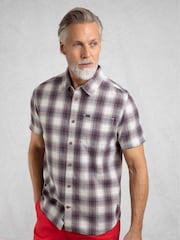 Weird Fish Cream Angeles Vintage Wash Short Sleeve 100% Cotton Check Shirt - Image 1 of 9